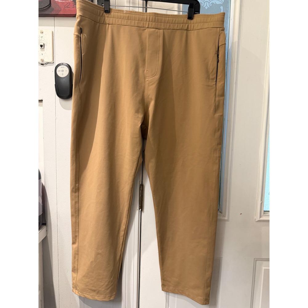 Public Rec All Day Every Day Pants Mens 42/32 Khaki Tan Tapered Joggers Stretch